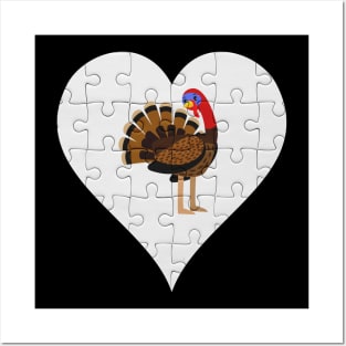 Jigsaw  Turkey Heart Design - Farm Animals Turkey Posters and Art